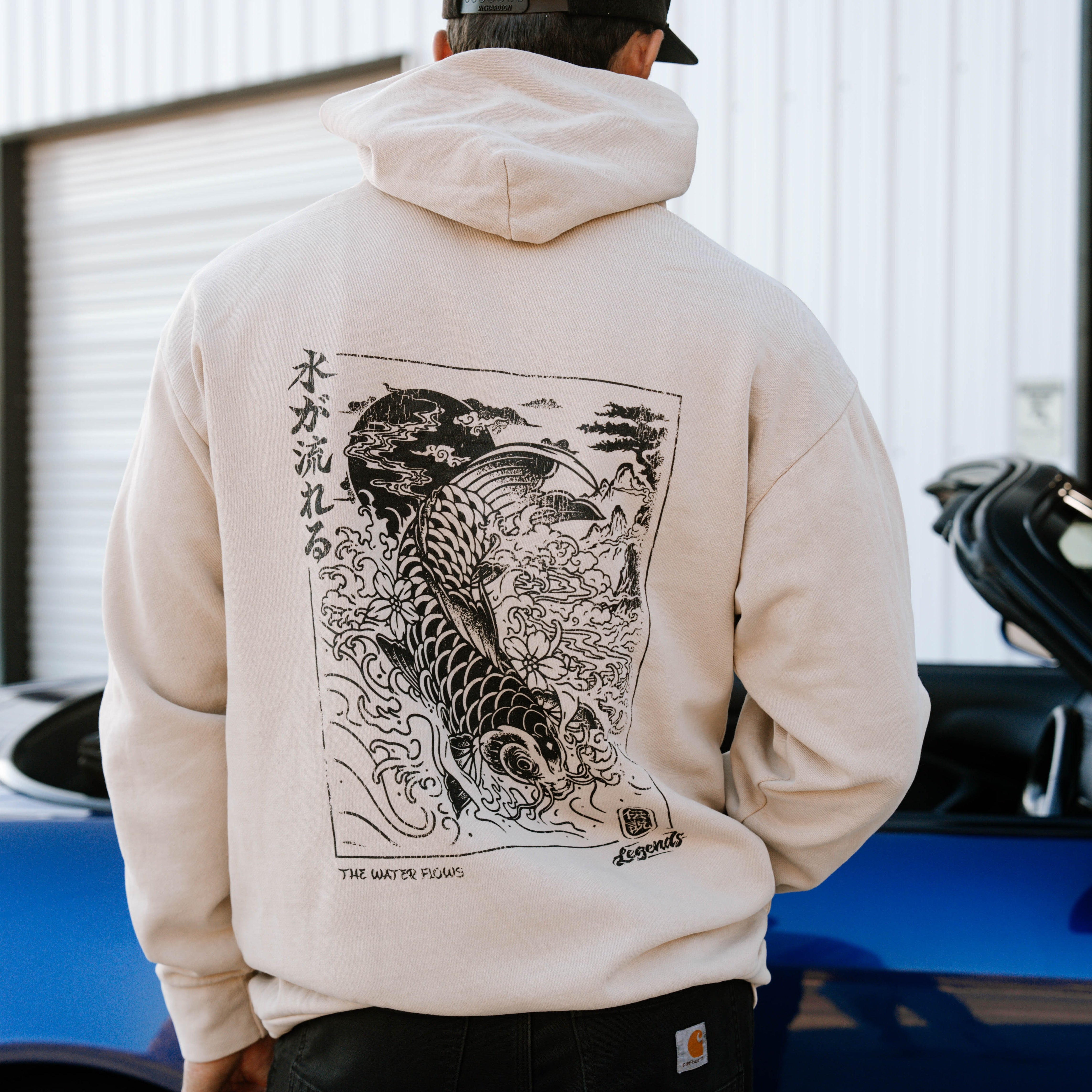 Hoodie - Tan Koi Flow