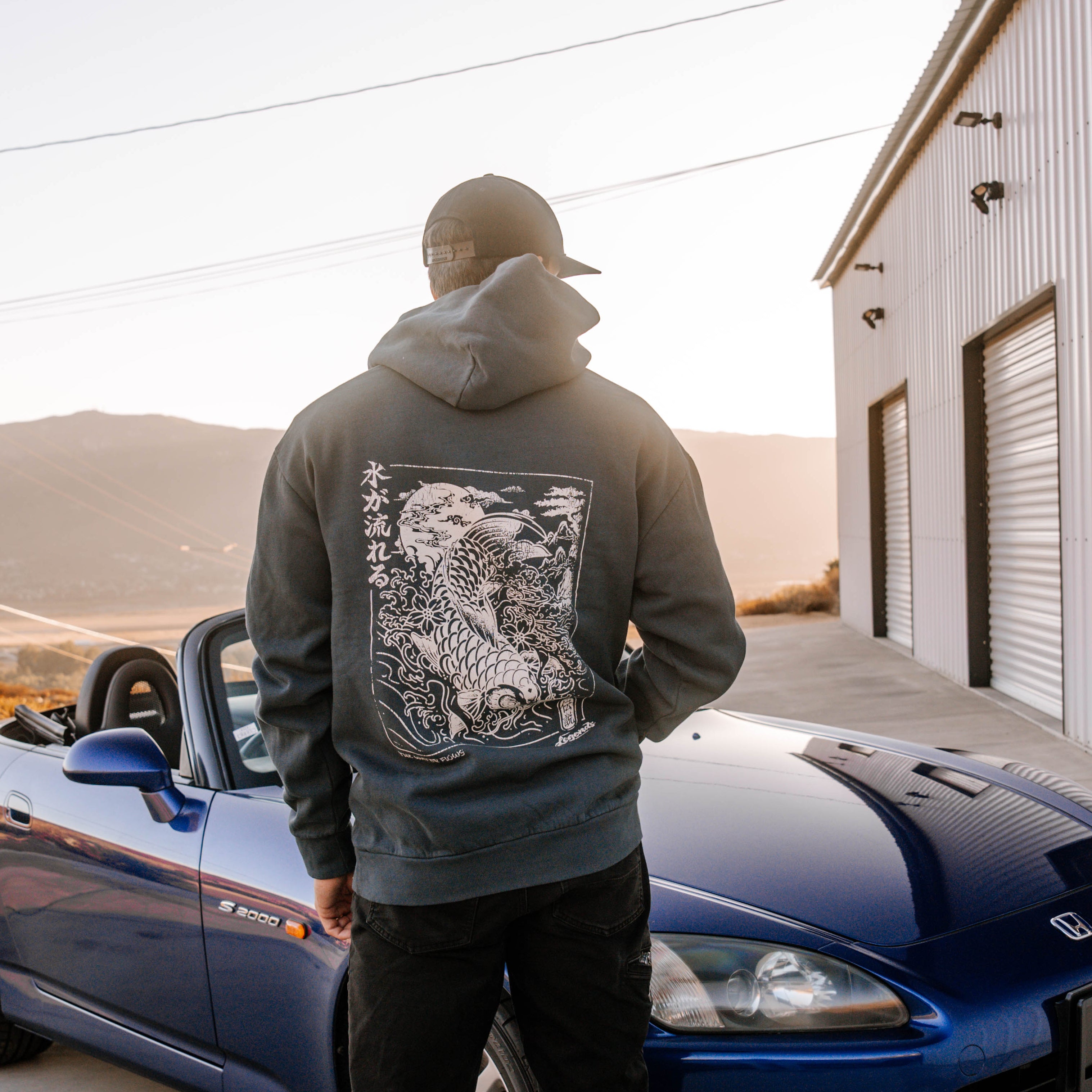 Hoodie - Navy Koi Flow