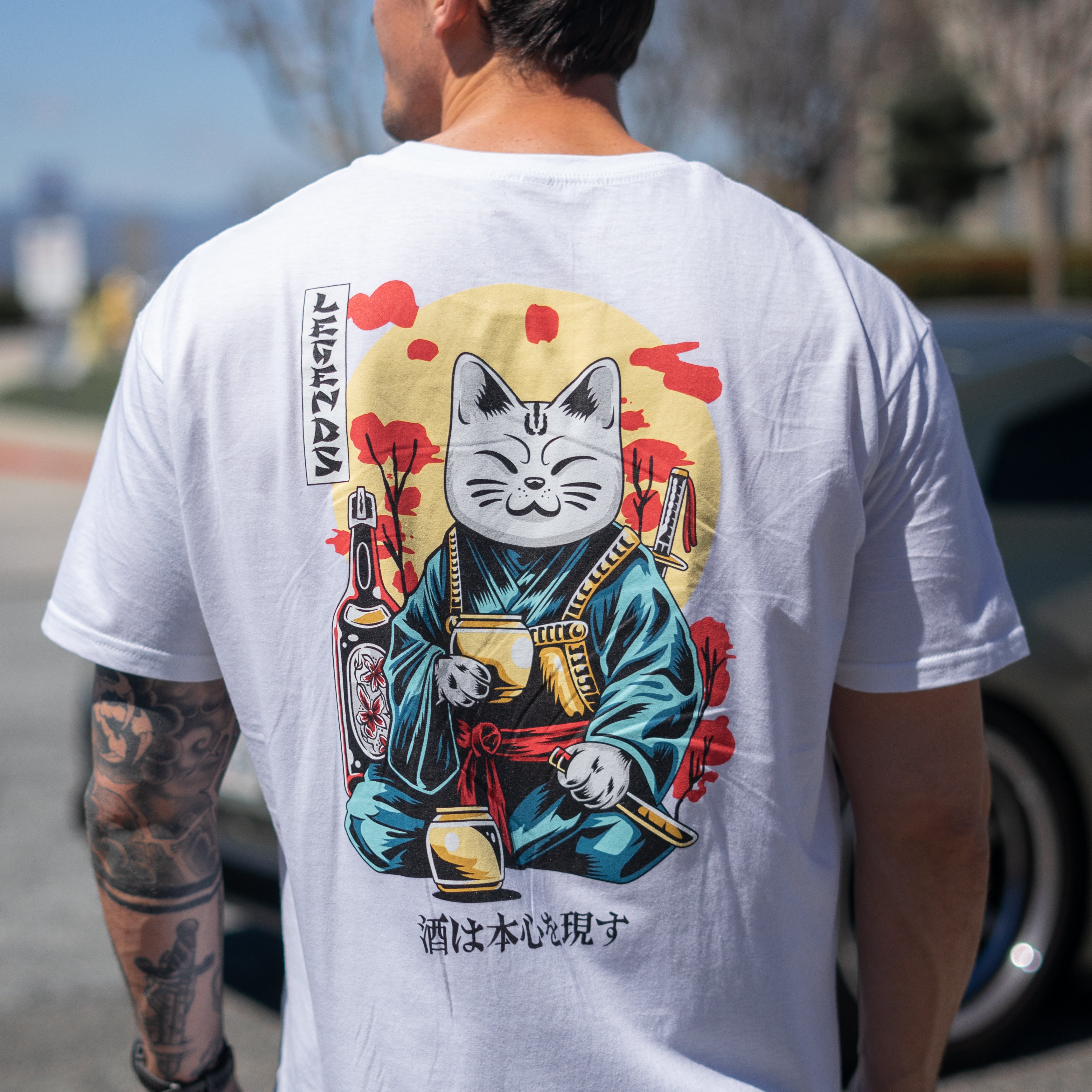 Tshirt - White Samurai Cat