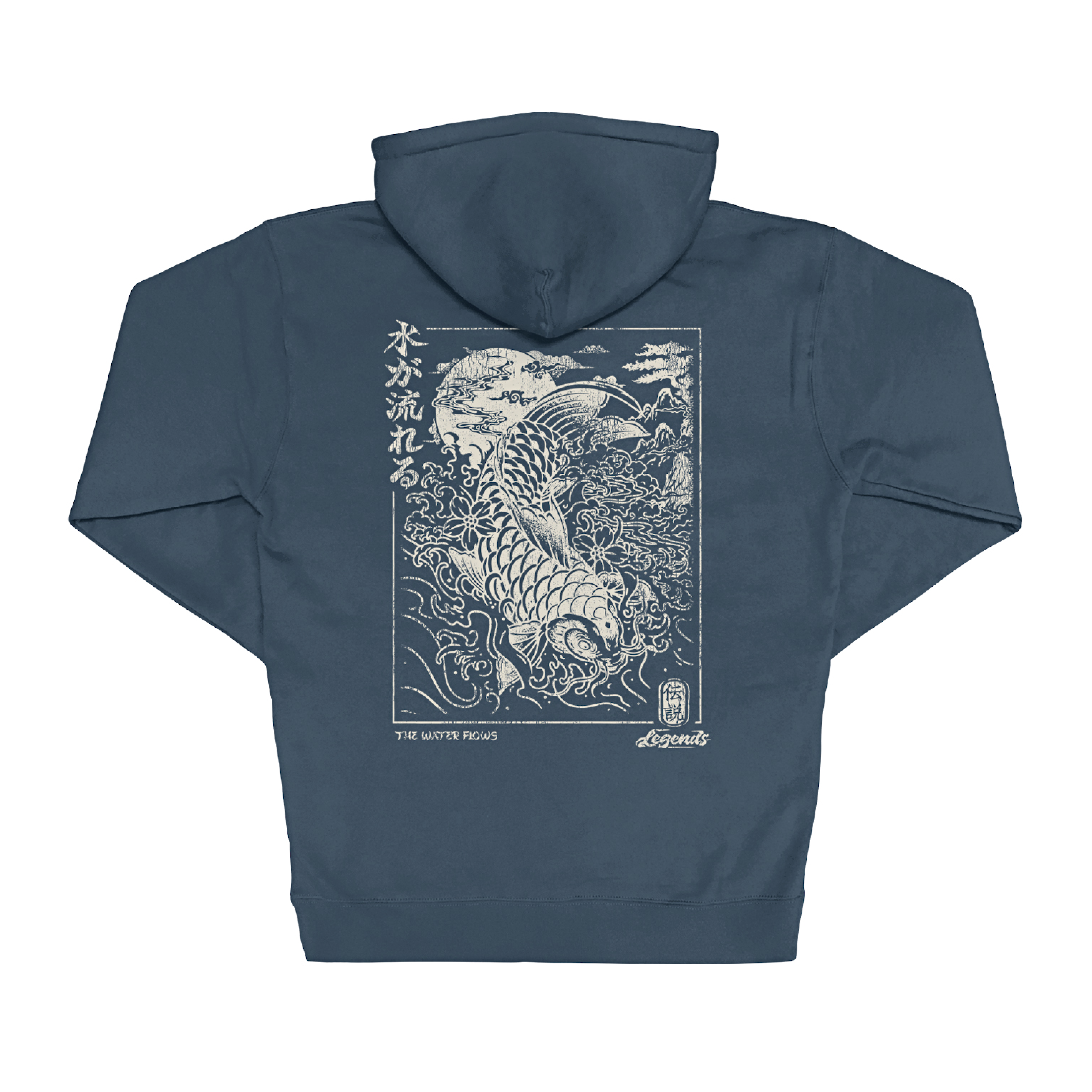 Hoodie - Navy Koi Flow