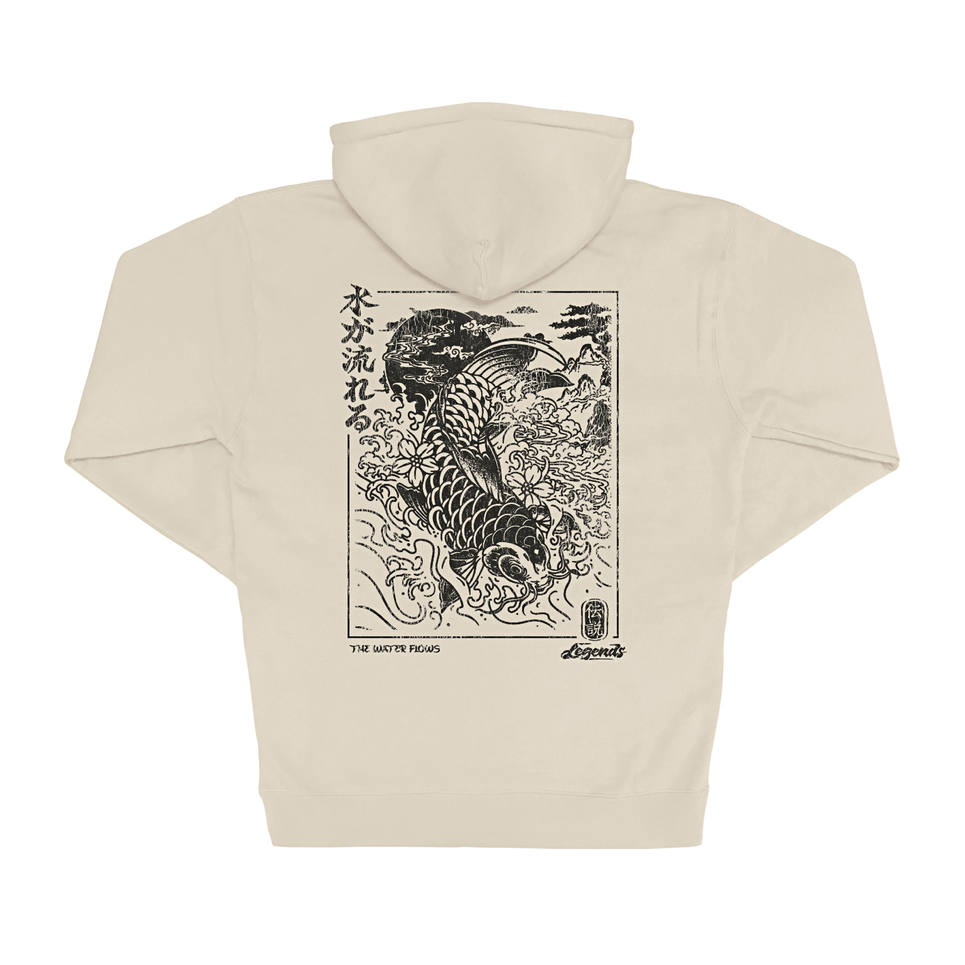 Hoodie - Tan Koi Flow